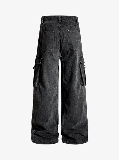 Cotton Twill Cargo Pants for Men Wide Leg Streetwear Style with Multiple Pockets and Drawstring Hem?