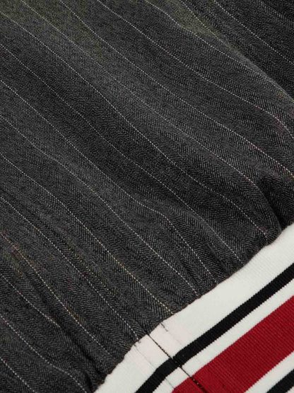 Thesupermade American Retro Color-Blocked Striped Stand-Collar Tracksuit 