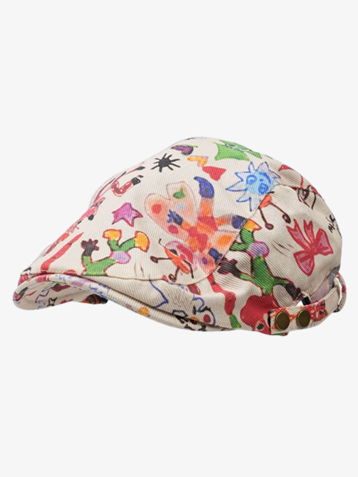 Cotton Embroidered Floral Flat Cap for Women - Black and Cream Design?