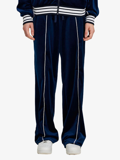 250G Velour Track Pants with White Stripe Design for Men and Women 