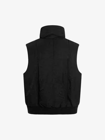 Street High-Neck Asymmetrical Placket Cotton Vest