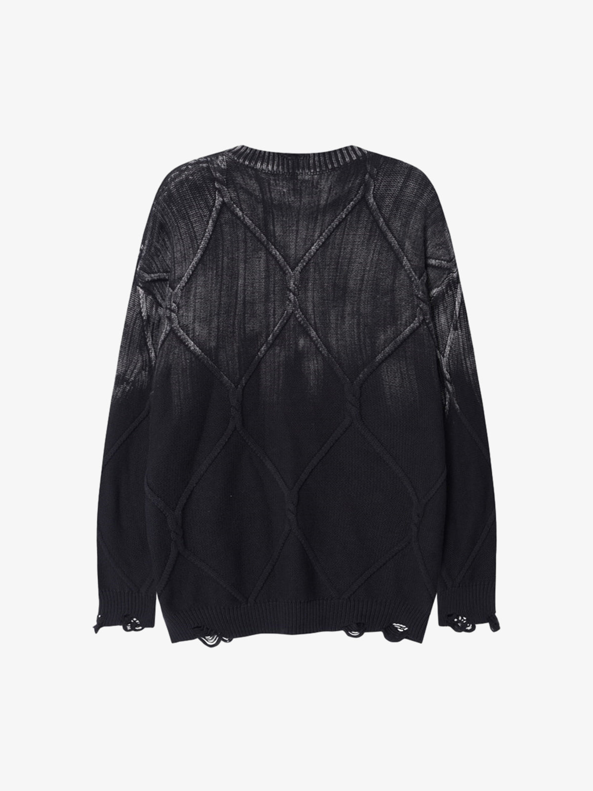 Paint Spray Hole Cable Crewneck Sweater 