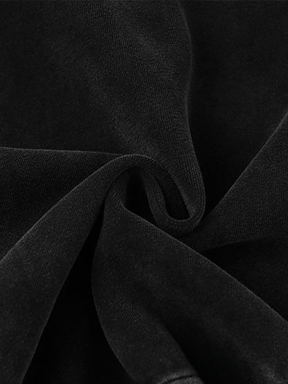 Dark Print Cardigan Cropped Hoodie