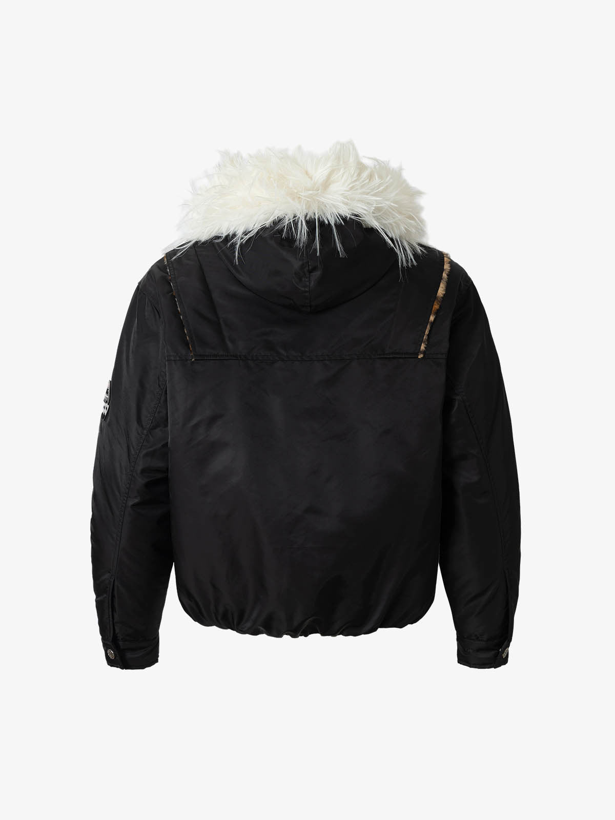 Retro Fur Collar Leopard Lined Bomber Jacket