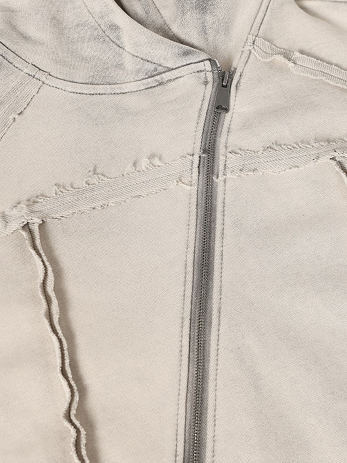 Retro Asymmetric Zip Up Deconstructed Hoodie 