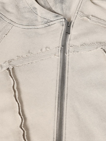 Retro Asymmetric Zip Up Deconstructed Hoodie 