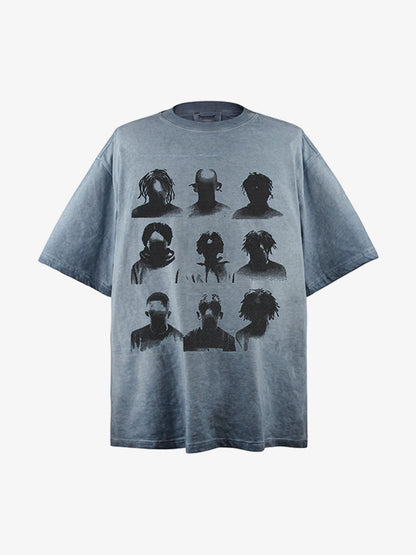 Cotton Oversized Graphic T-Shirt with Vintage Portrait Print for Men Women Streetwear Fashion 