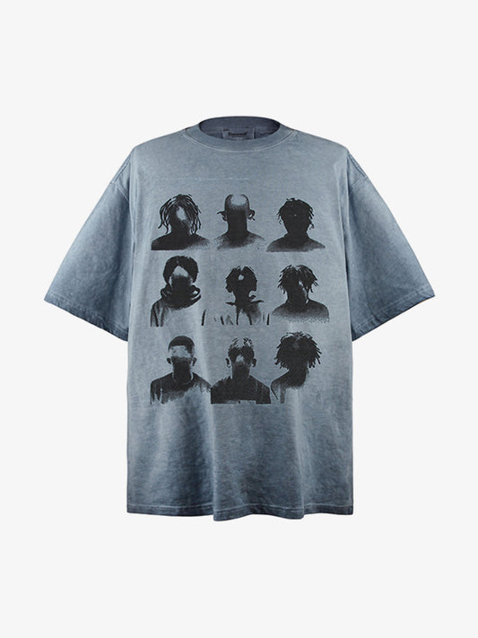 Cotton Oversized Graphic T-Shirt with Vintage Portrait Print for Men Women Streetwear Fashion 