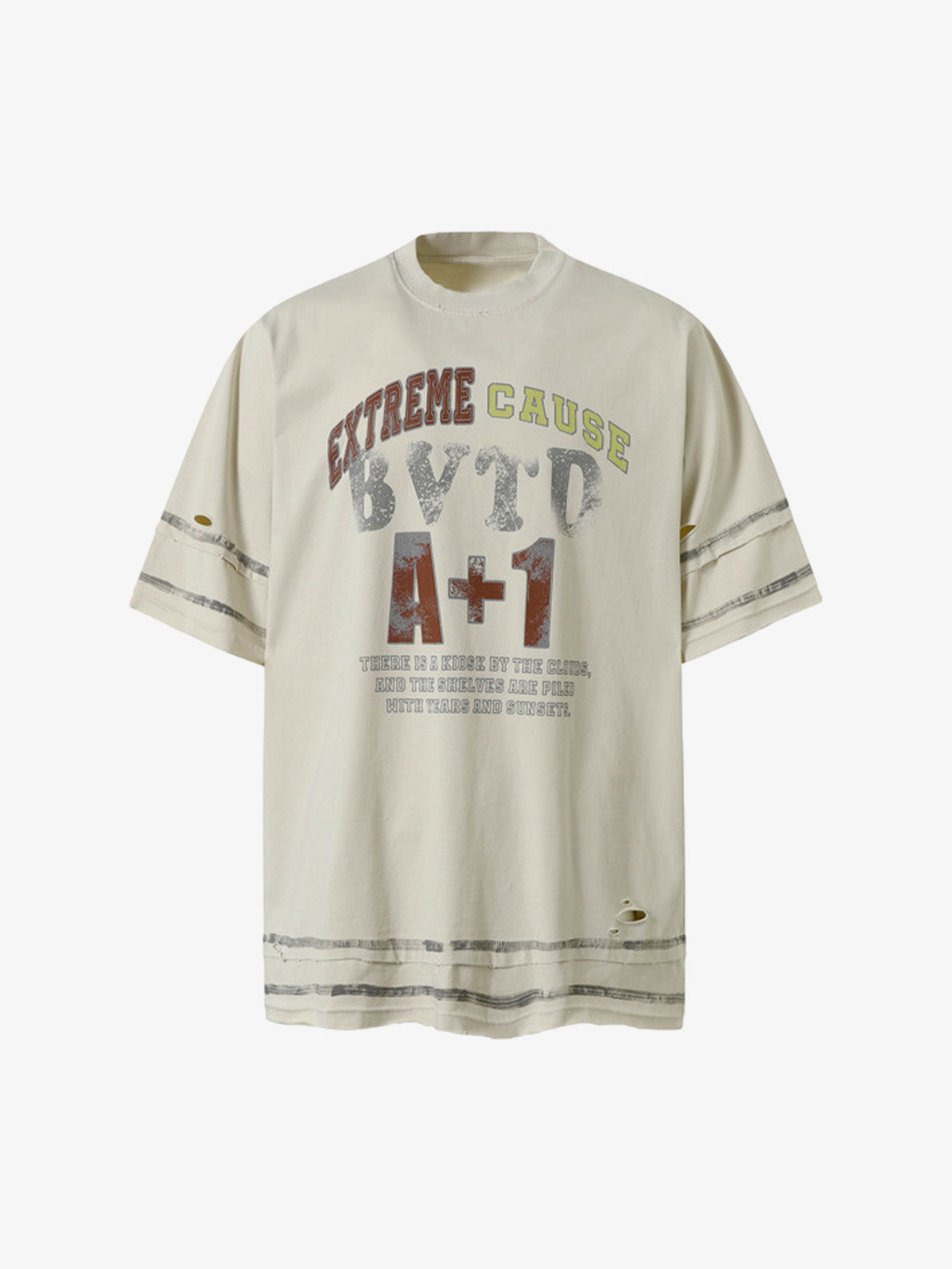 Graffiti Raw Edge Patchwork T-shirt 