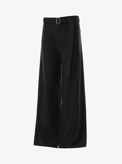 High Street Belt Pleated Flared Scimitar Pants 