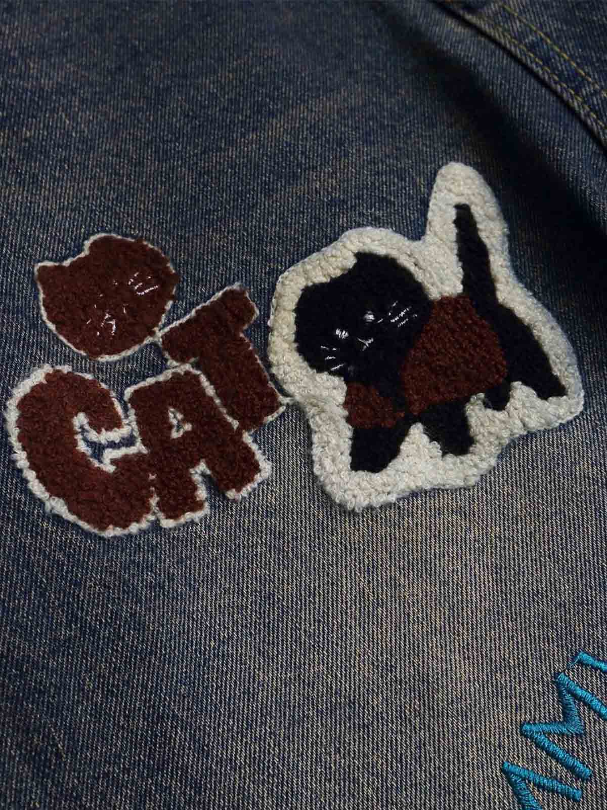 Unique Embroidered Wide-Leg Jeans with Quirky Patches for Fashion Lovers 