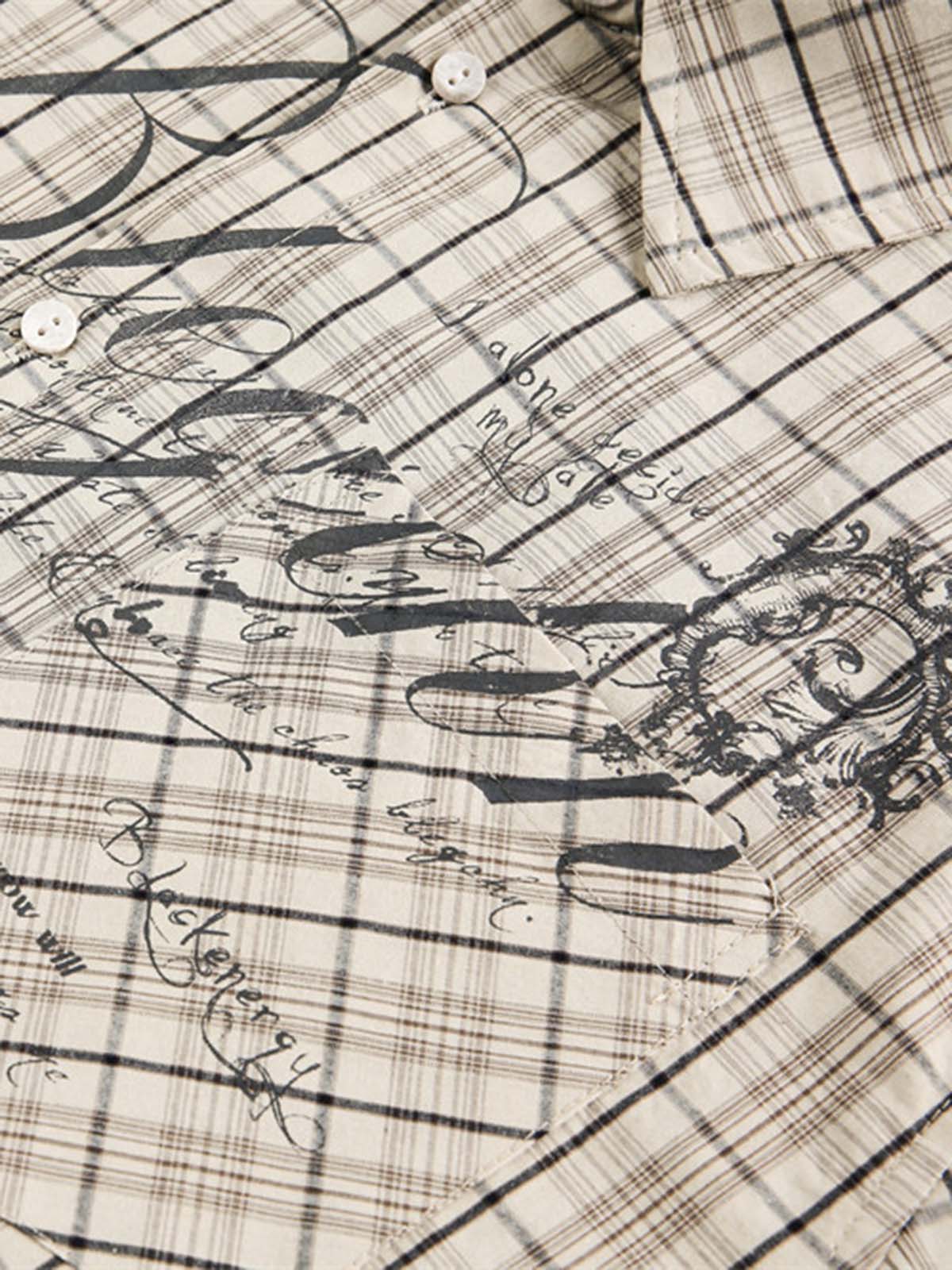 Street Print Lettering Plaid Long-Sleeve Shirt 