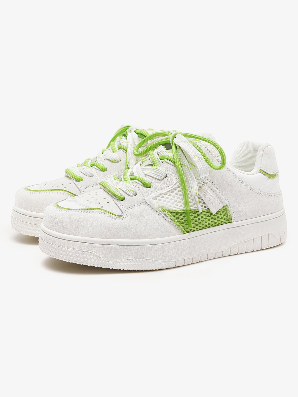 Fashionable Neon Green and White Low-top Sneakers for Everyday Wear 