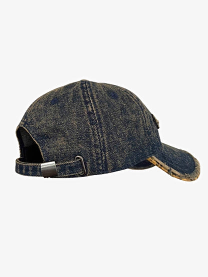 Stylish Denim Baseball Cap with Embroidered Letters for Casual Wear 