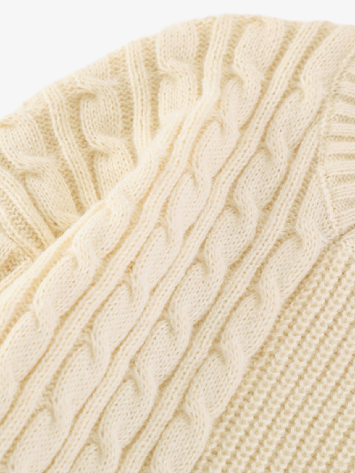 Cable Knit Crochet Hole Sweater 