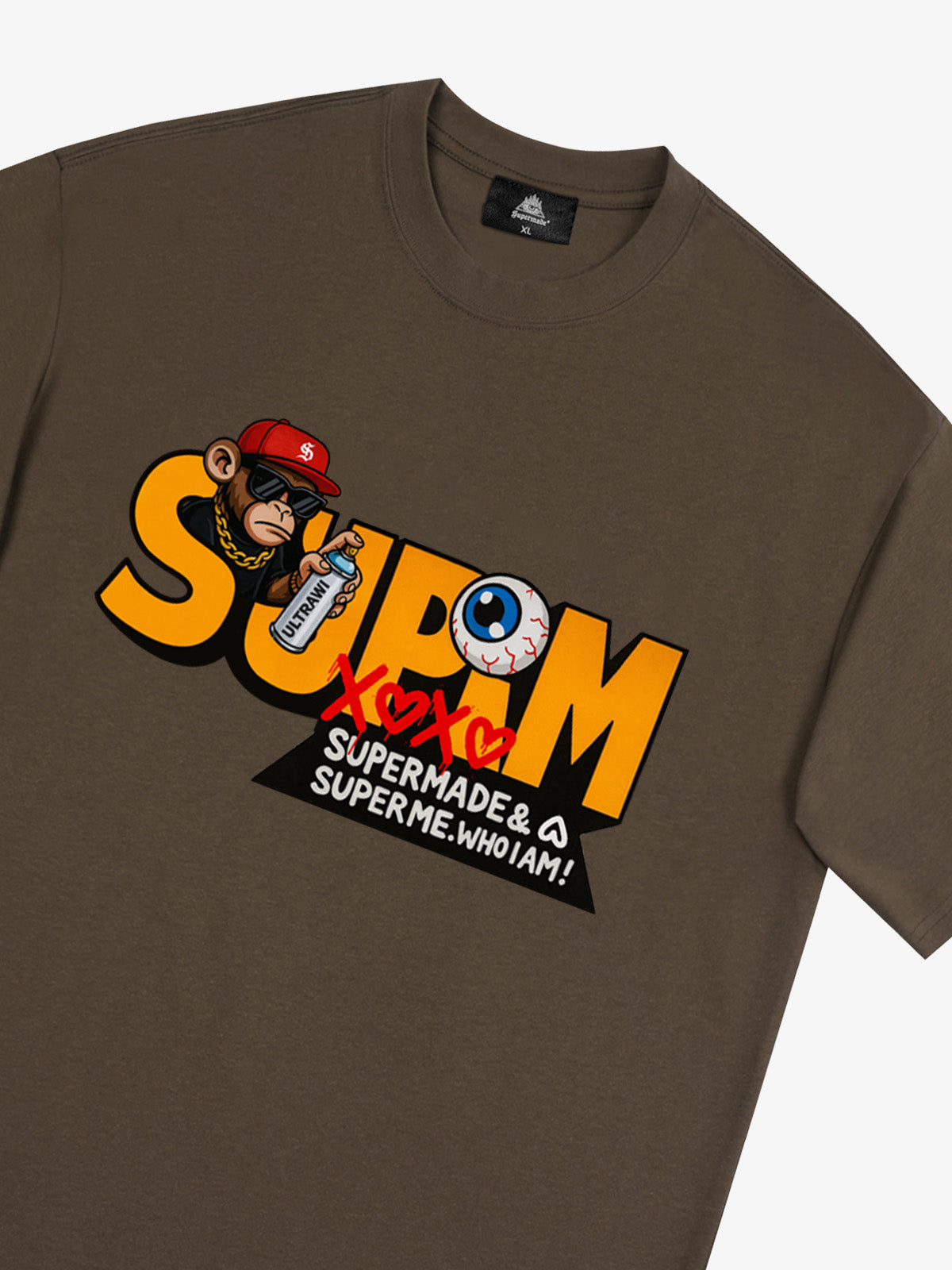 Supermade Trendy Hip-Hop Monkey Graffiti Font T-Shirt 