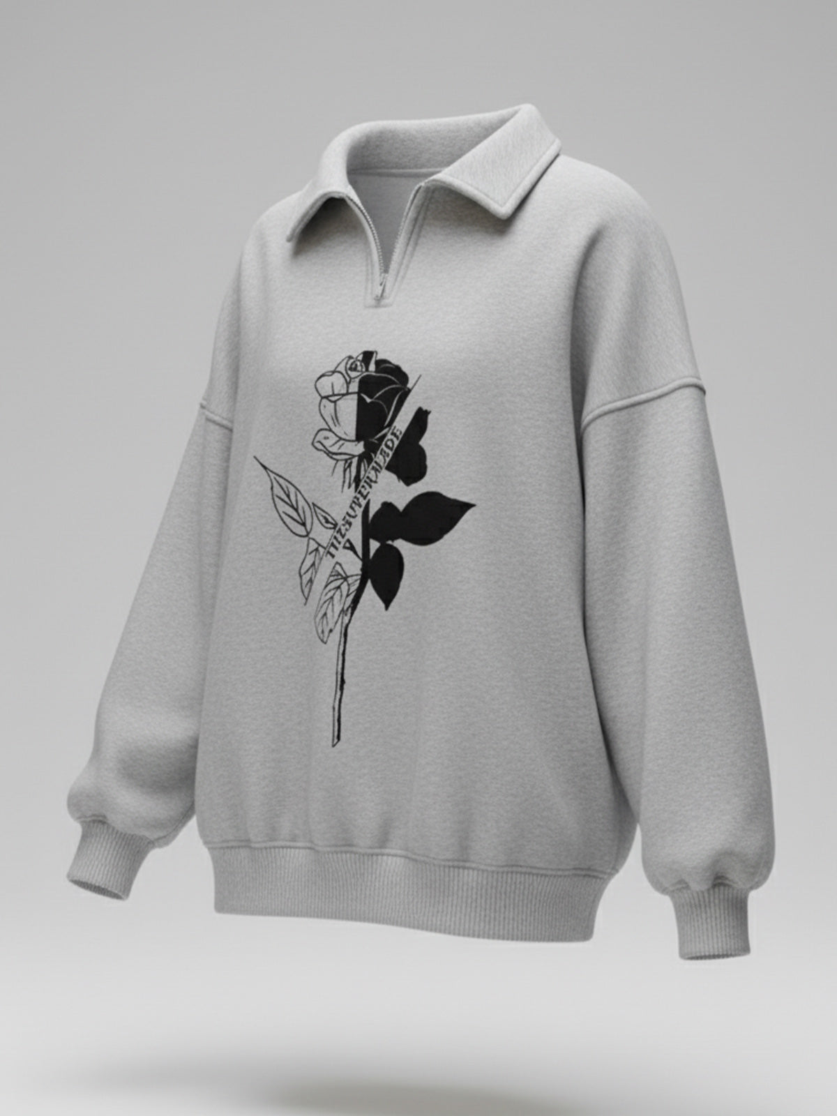 Thesupermade White and Gray POLO Sweatshirt Deconstructs and Reshapes Time Glitch Art Applique 