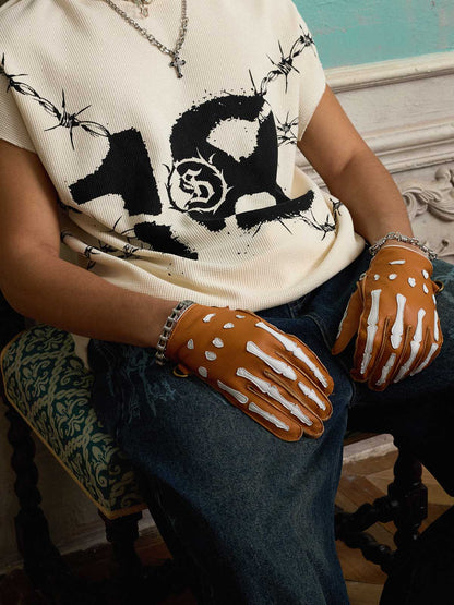 Supermade Waffle Thorn Print Sleeveless T-Shirt?