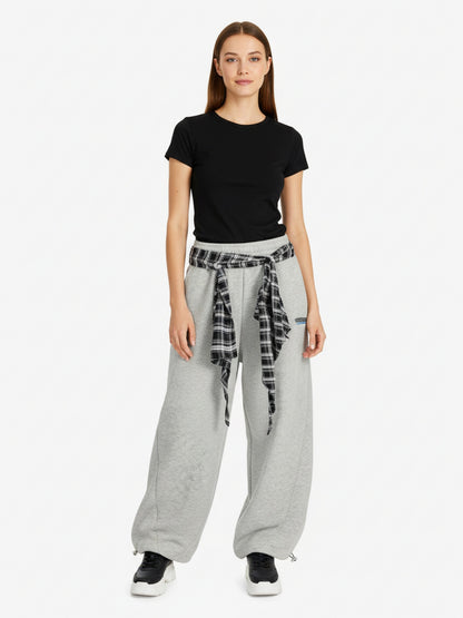 Street Detachable Plaid Waistband Machete Casual Pants