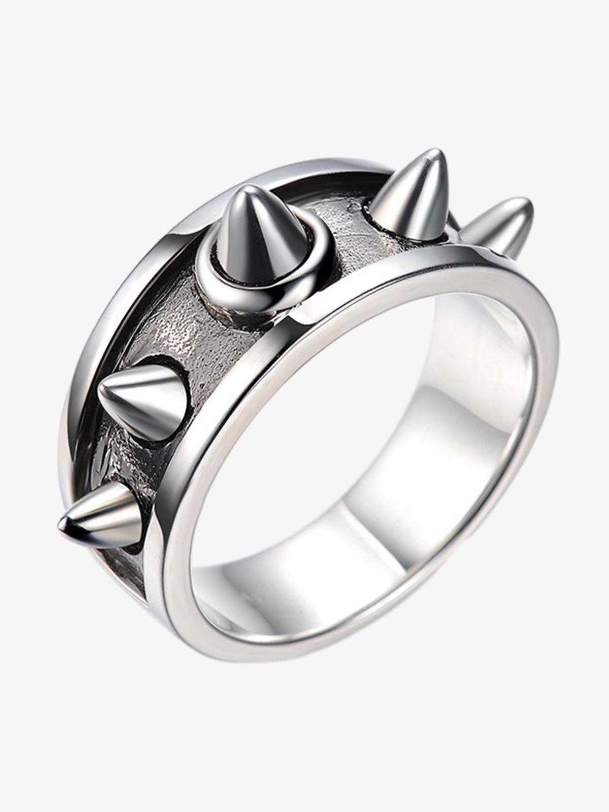 Stainless Steel Punk Spike Ring for Men and Women - Edgy Fashion Statement Jewelry with Bold Cone Studs 