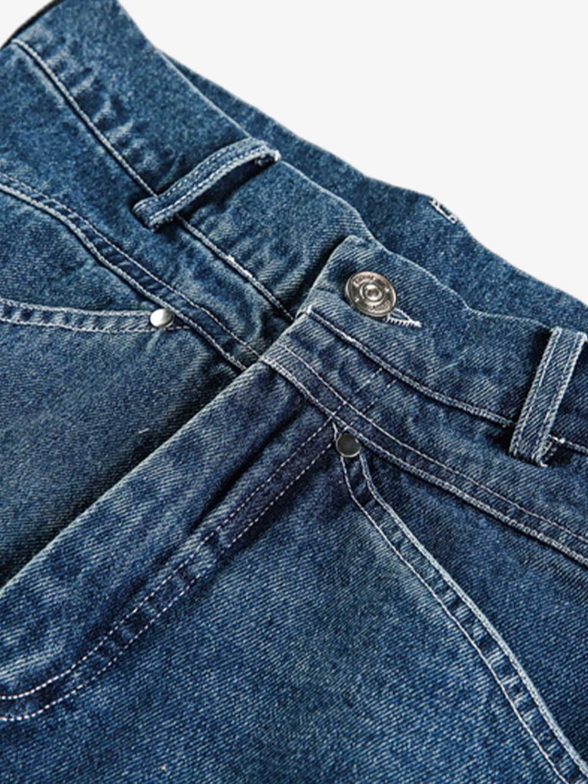 Wide-Leg Denim Trousers with Unique Stitching Design for Women 