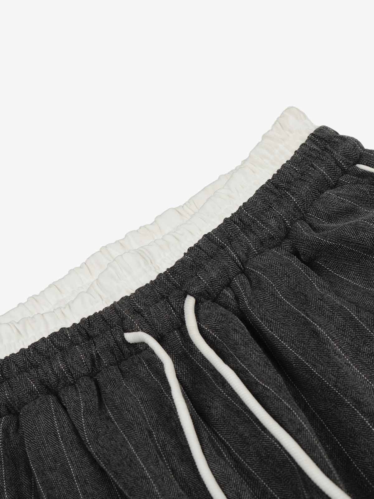 Pinstripe Elastic Waist Wide Leg Pants