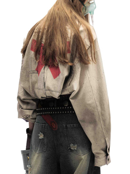 Retro Badge Dirty Dye Detroit Jacket 