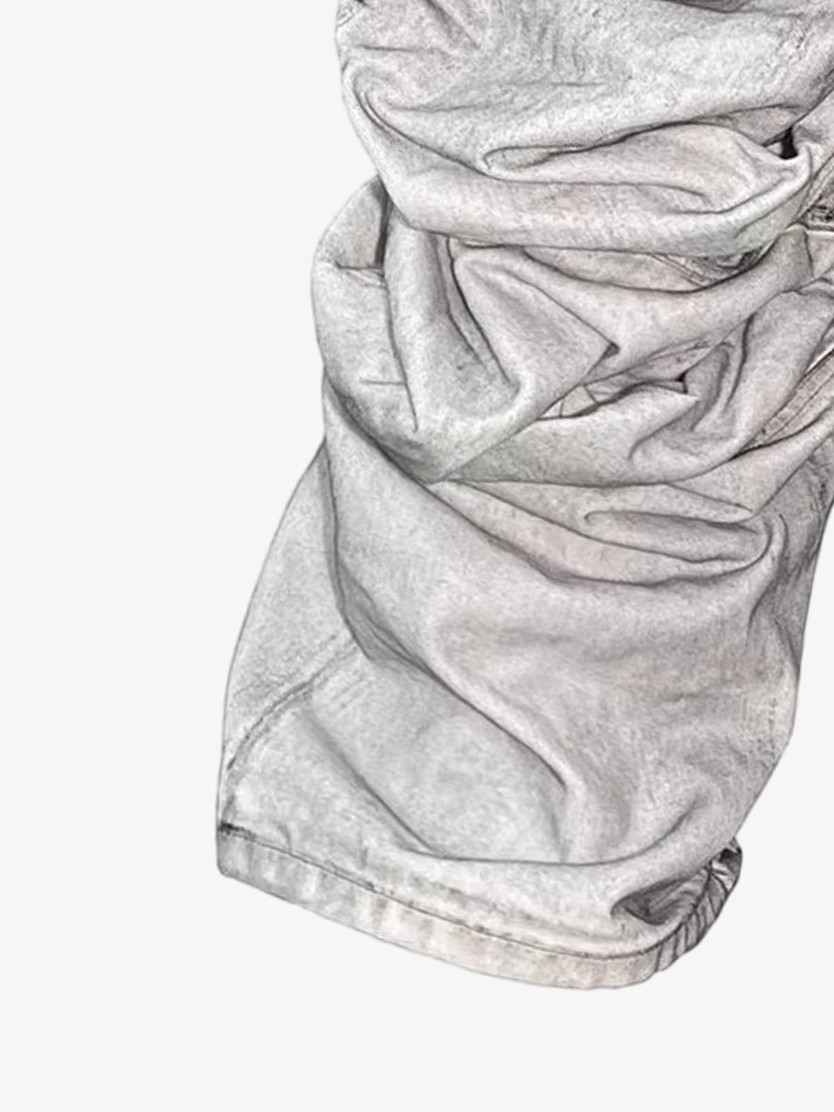 Distressed Ruched Wide Leg Denim Jeans