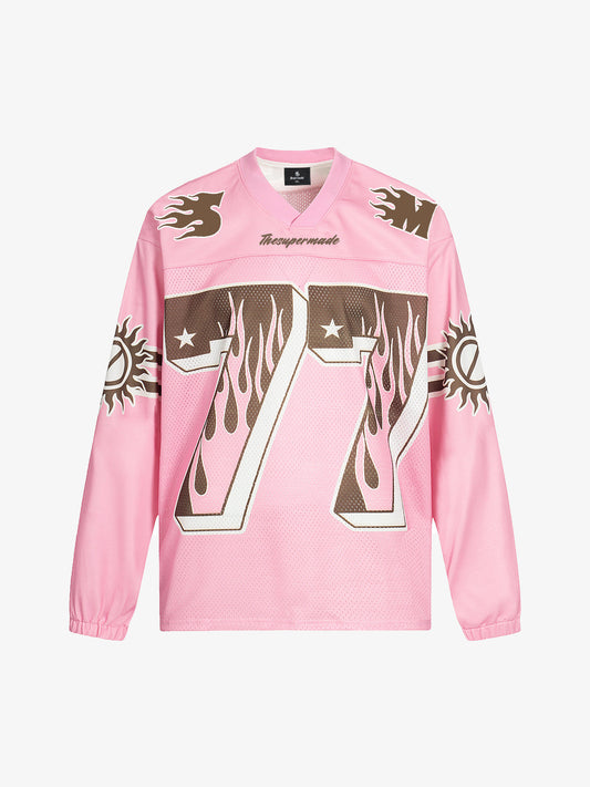 Pink "Keep Motivated" Football Jersey with Bold Flame Design 