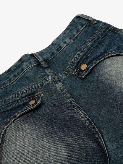 Distressed Denim Jeans with Embroidered Celestial Motifs for Women 