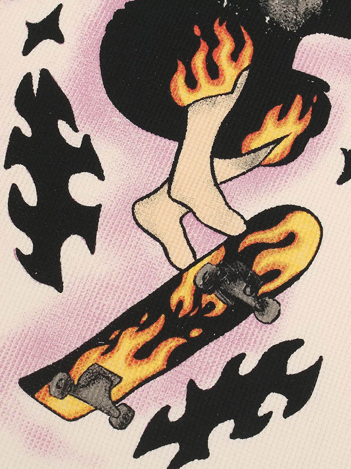 Cotton Waffle Knit Graphic T-Shirt with The Supermade Records Print for Men?