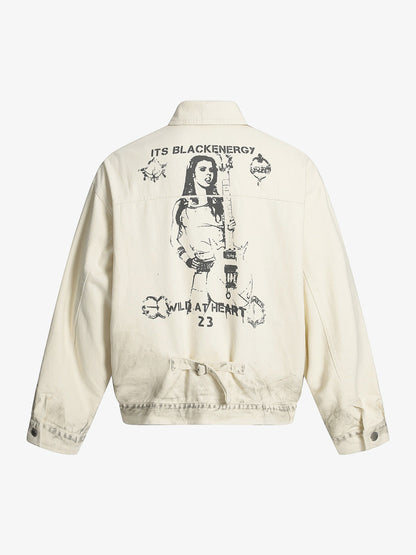 Street Hip-Hop Portrait Print Graphic Jacket 