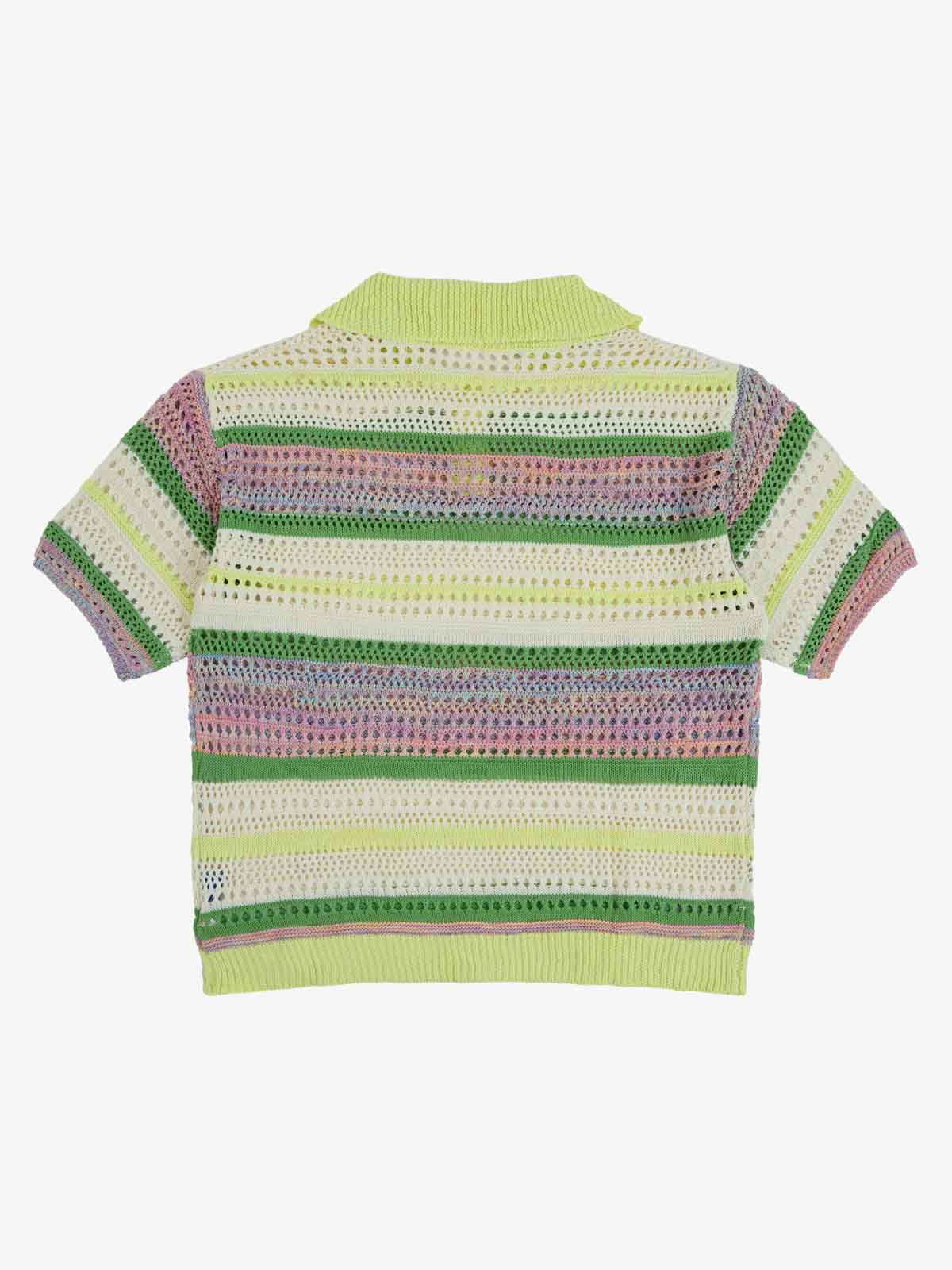 Knitted Striped Polo Shirt for Kids with Colorful Horizontal Patterns and Breathable Design 