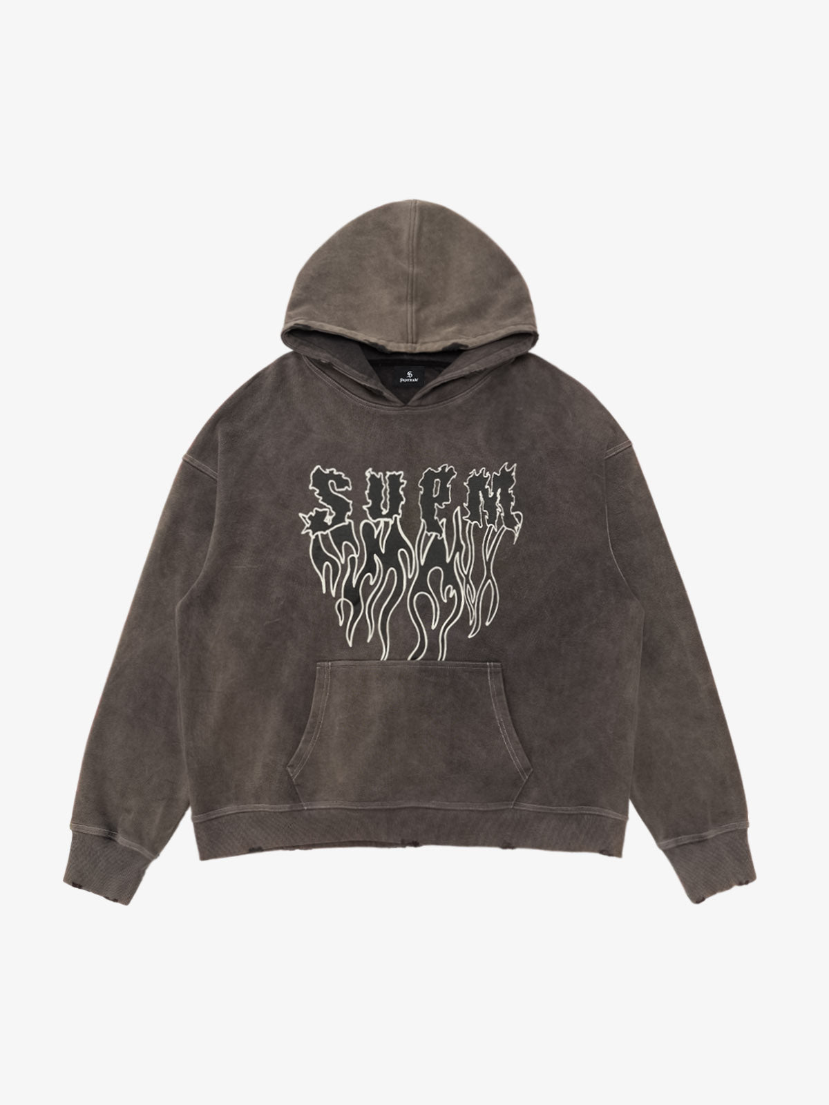 SPMD Flame Letter Graphic Cotton Hoodie 