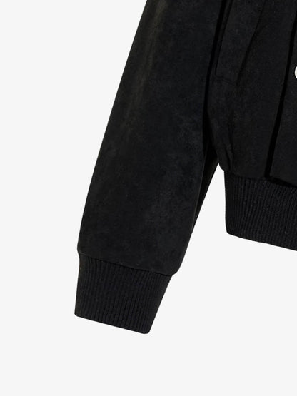 Vintage Stand Collar Metal Button-Structured Bomber Jacket