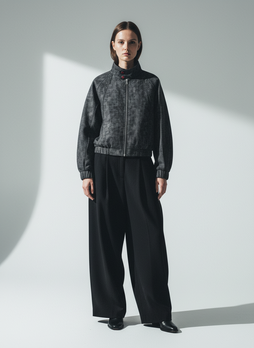 Dark Deconstructed Split Stand Collar Jacket