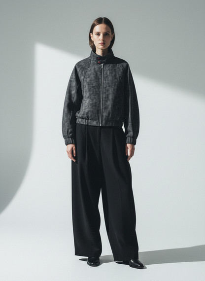 Dark Deconstructed Split Stand Collar Jacket