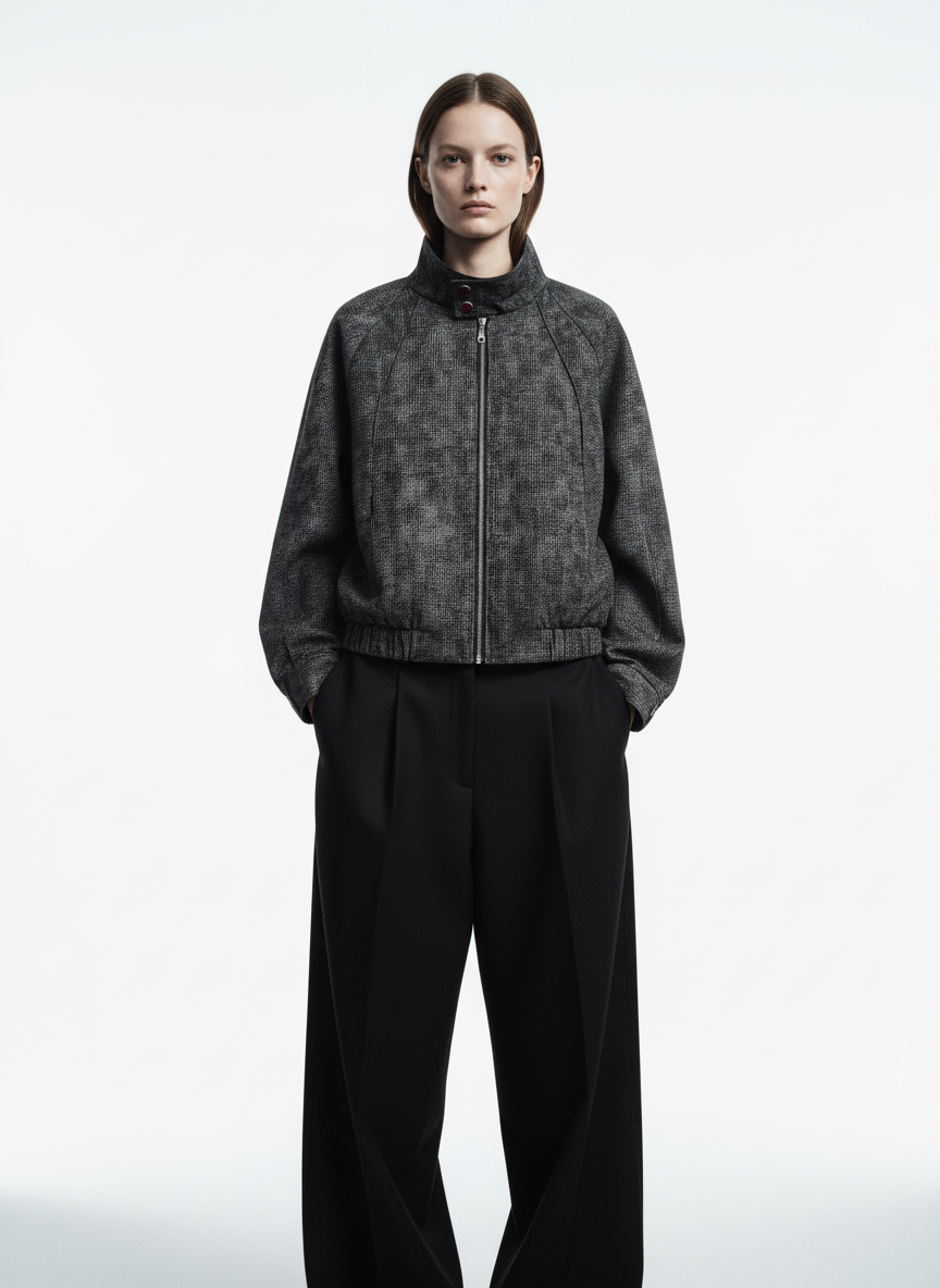 Dark Deconstructed Split Stand Collar Jacket