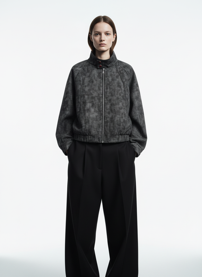 Dark Deconstructed Split Stand Collar Jacket