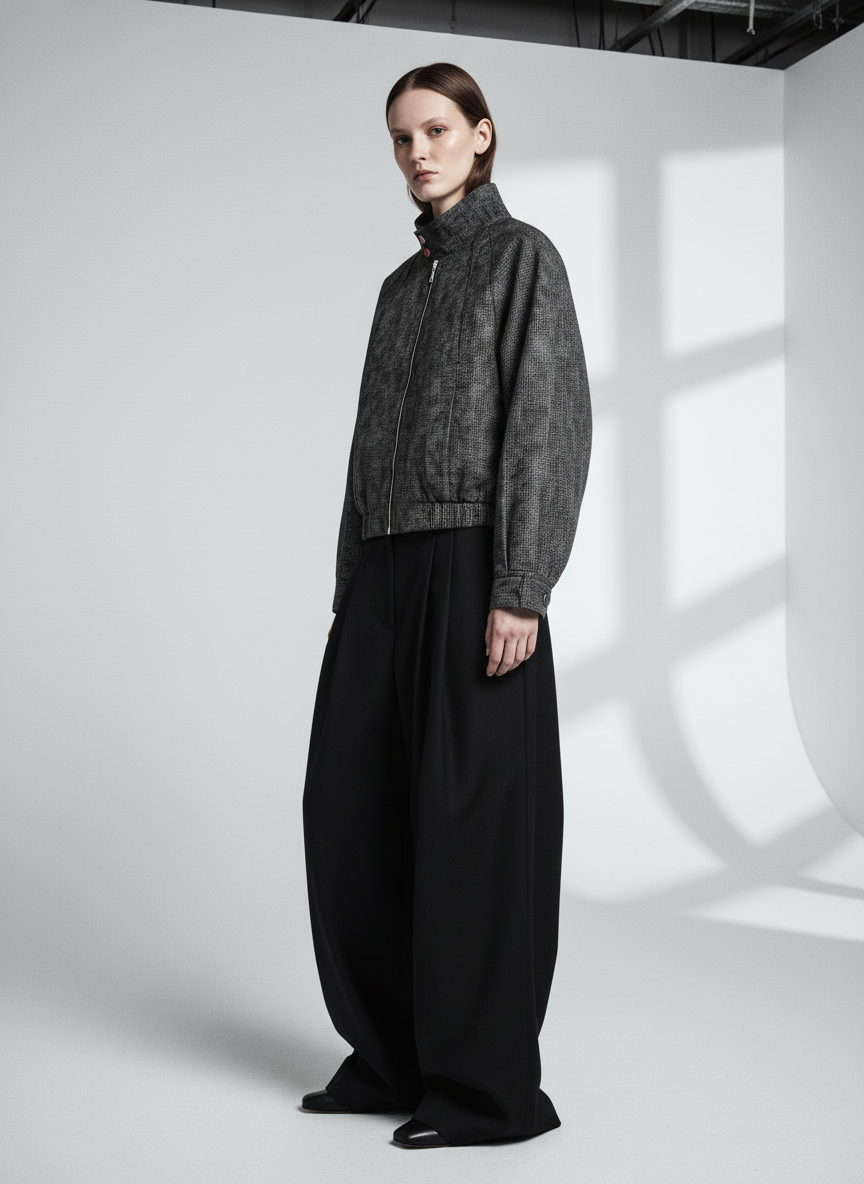 Dark Deconstructed Split Stand Collar Jacket