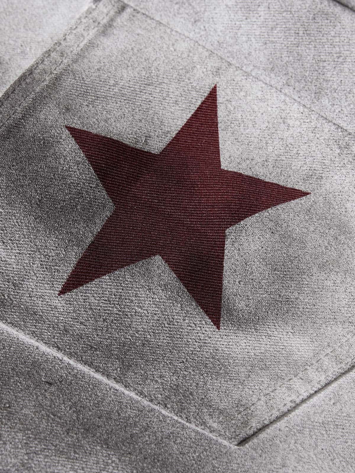 Cotton Wide Leg Pants with Graphic Print and Star Trim - Oversized Streetwear Trousers for Men?