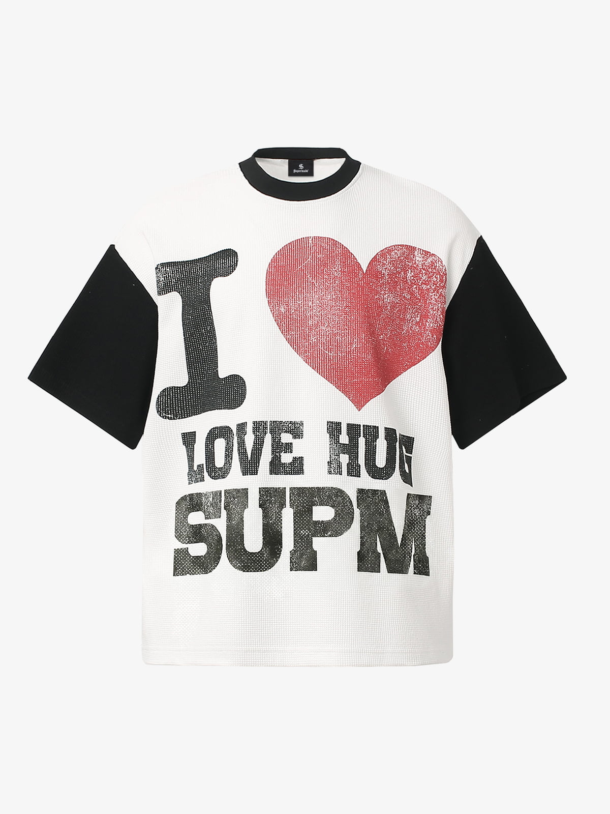 Cotton Blend Drip Print Oversized T-Shirt with Distressed Details 