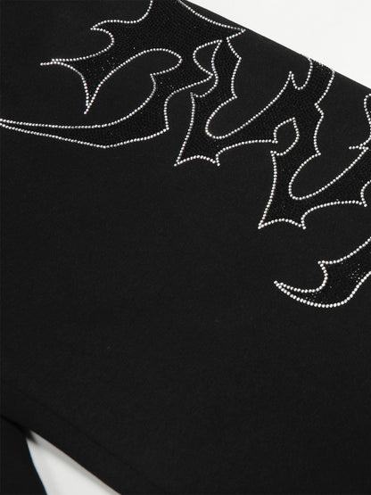 Stylish Black Wide-Leg Pants with Unique Embroidered Design for Casual Wear 