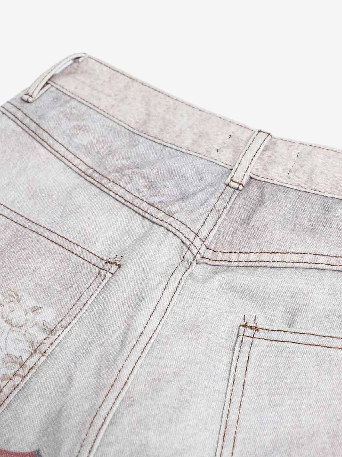 Cotton Patchwork Wide Leg Pants with Equestrian Print and Plaid Details?