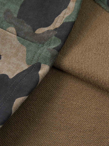 Supermade Camouflage Patchwork Faux Two-Piece Hooded Top?