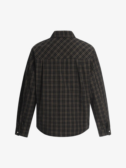 Street Print Lettering Plaid Long-Sleeve Shirt 