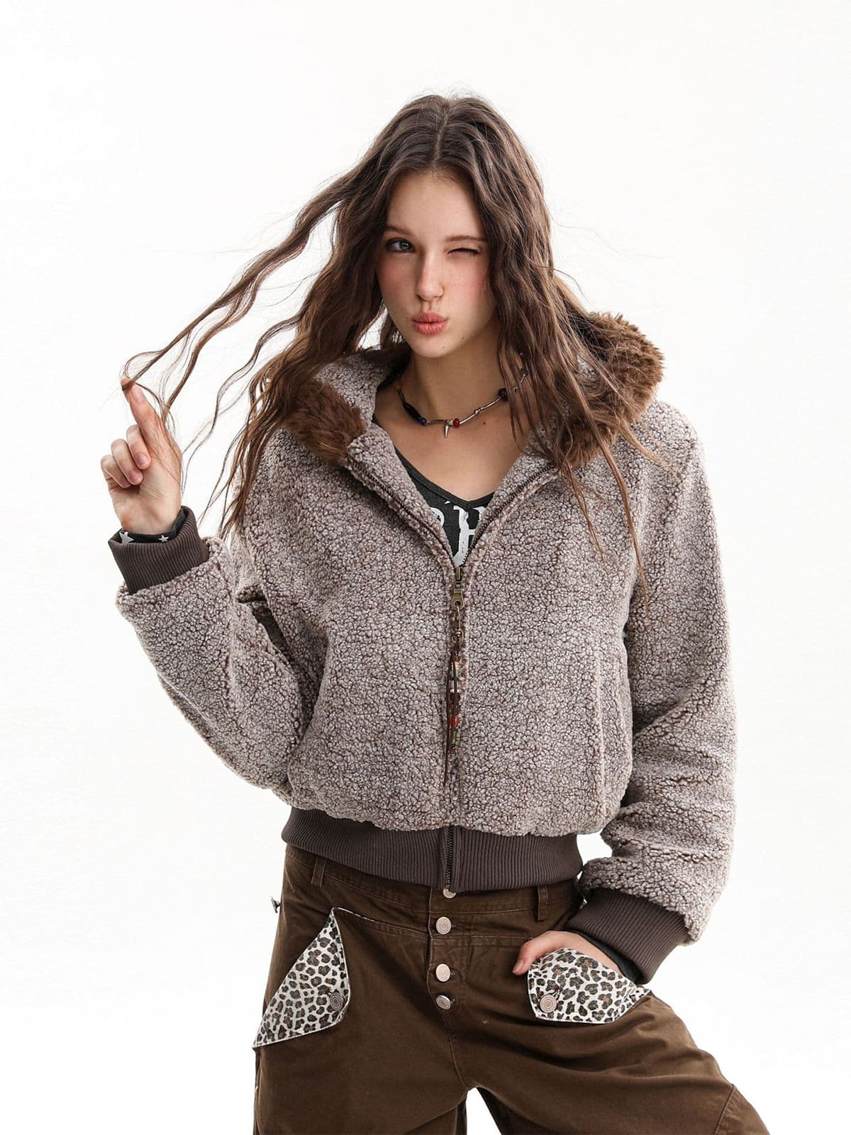 Cozy Hooded Jacket with Faux Fur Trim for Winter and Fall 