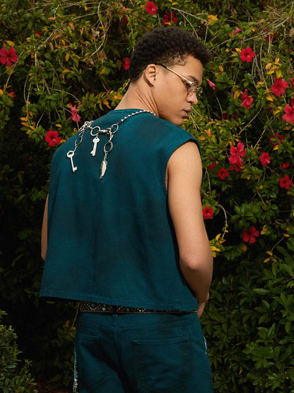 Stylish Gray Vest with Reflective Details 