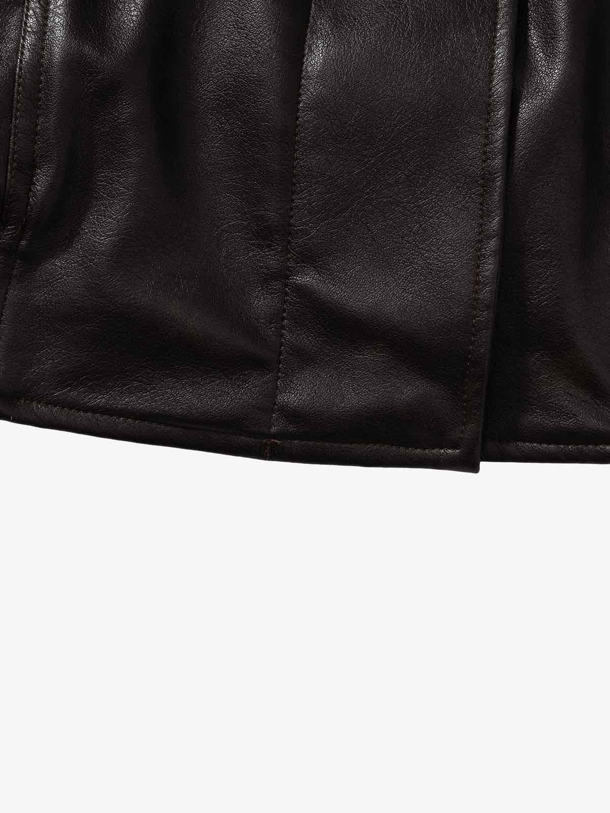 Vintage Shearling Collar Quilted Leather Jacket