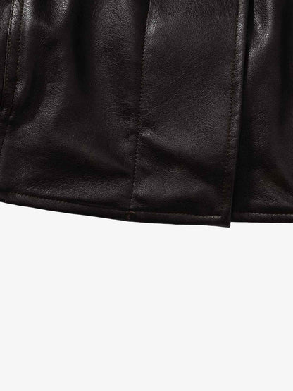 Vintage Shearling Collar Quilted Leather Jacket